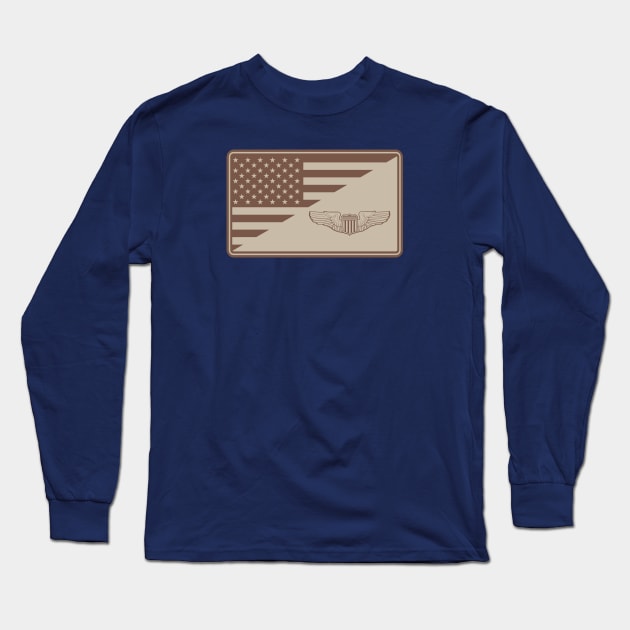 USAF Pilot Wings Patch (desert subdued) Long Sleeve T-Shirt by TCP